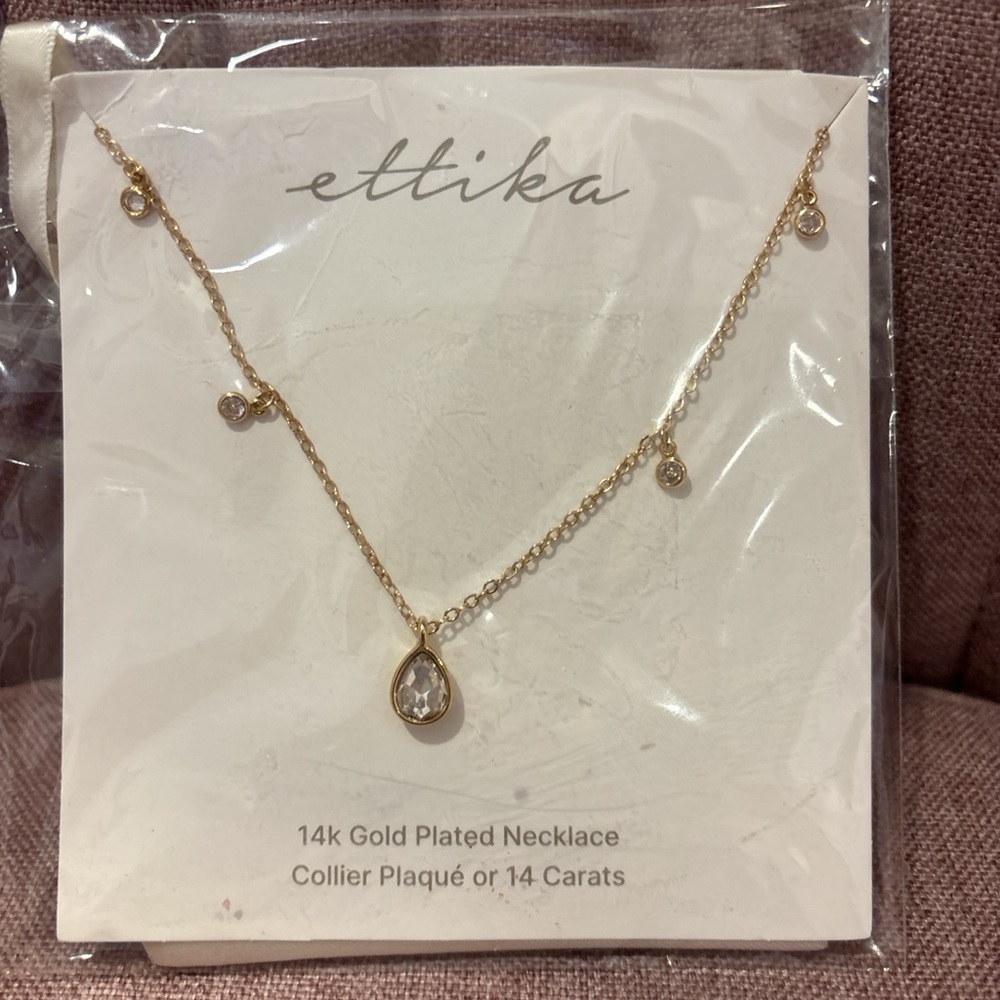 Ettika Gold Necklace with Crystal Drops